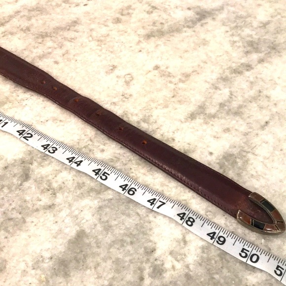 Vintage Leather Brown Belt Mens Size 46 Art Deco No Buckle - Picture 4 of 7